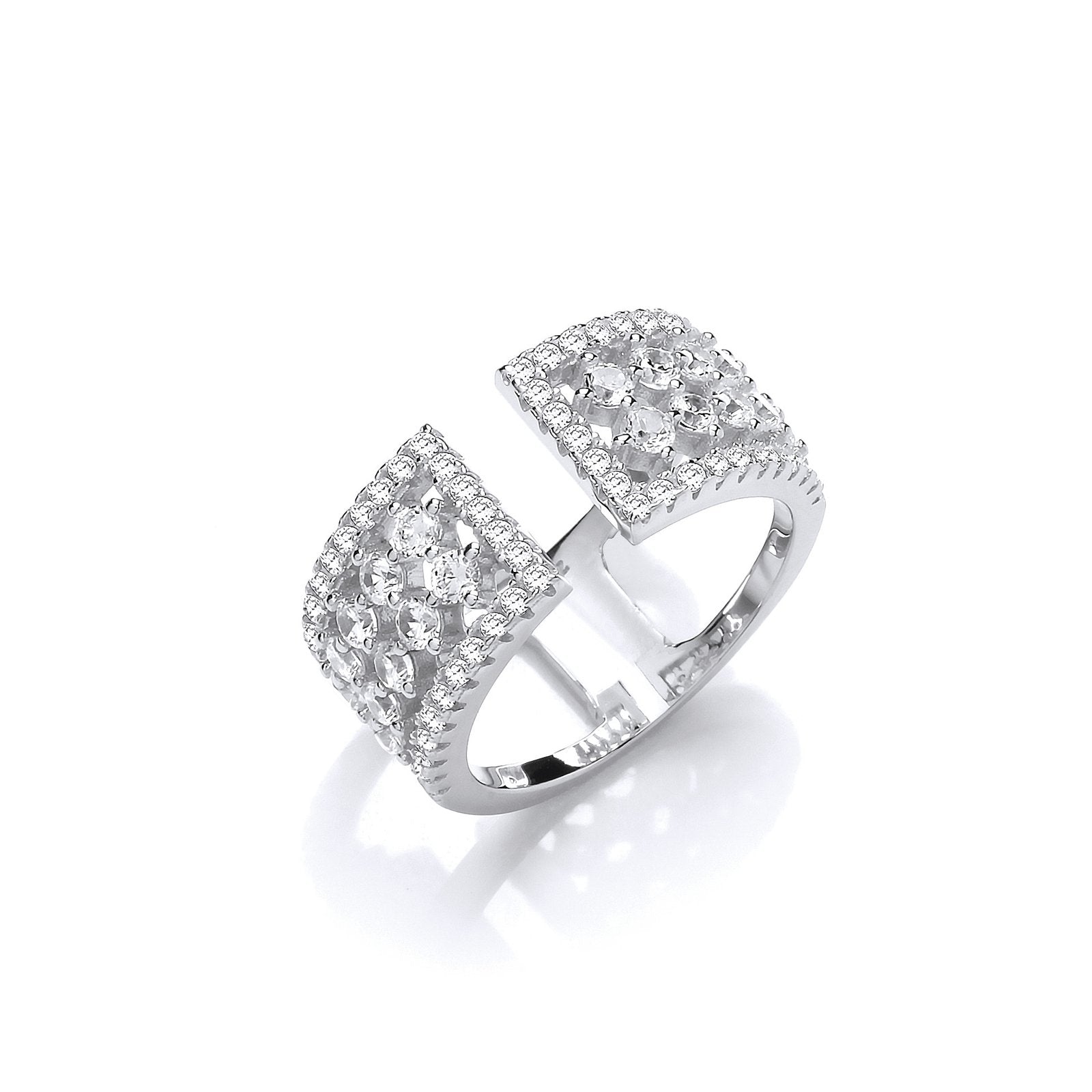 Silver Open Ring with Micro Pave Cubic Zirconia's - Fine Ring - Certified Authentic – Luxury Jewellery by Imperial Tim